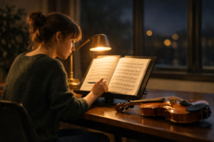 Étudiant en musique travaillant tard le soir – sommeil et apprentissage musique