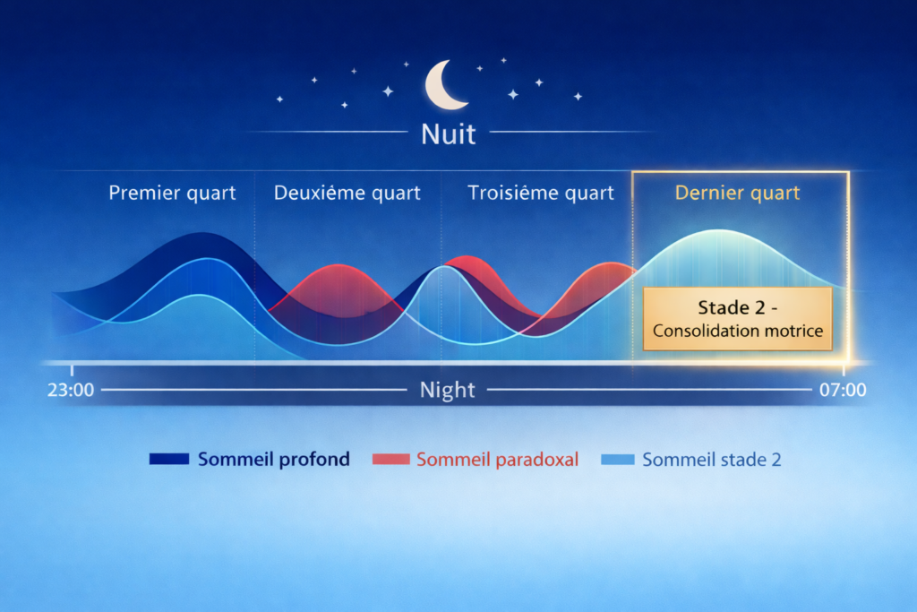 Stade 2 du dernier quart de nuit – consolidation motrice et apprentissage musique